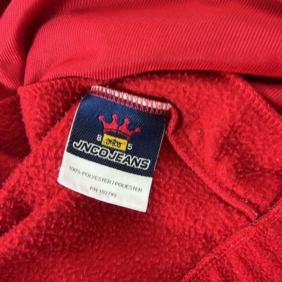 JNCO Jeans Sz XL Vintage Fleece 1/4 Zip Red Pullover Jacket Bowling Dice - Picture 12 of 14